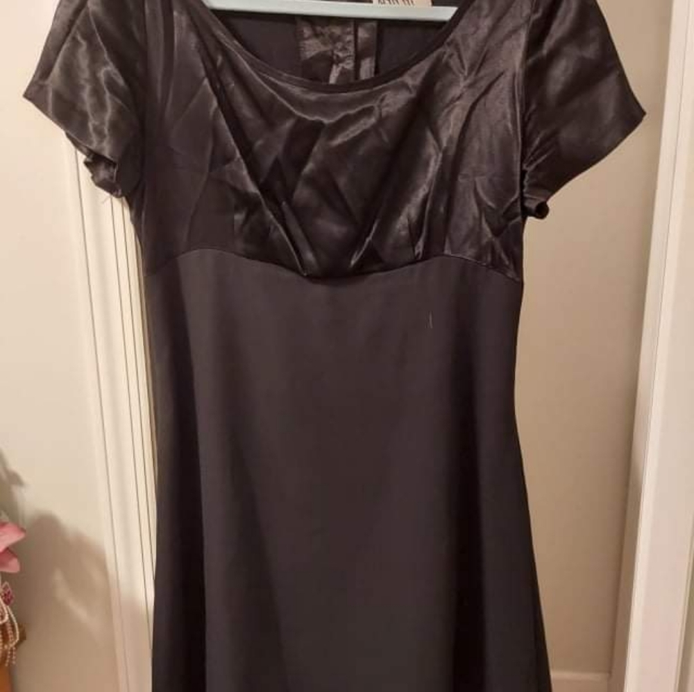 Vintage black satin and mesh dress
